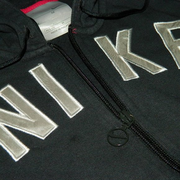 Vintage Nike Hoodie Track Jacket Dark Grey w/Satin Detail Trim , Med - Picture 4 of 10